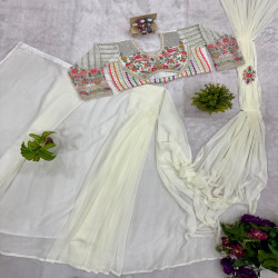 Premium Ready-to-Wear Faux Georgette Drape Saree with Embroidered Blouse & Waist Belt